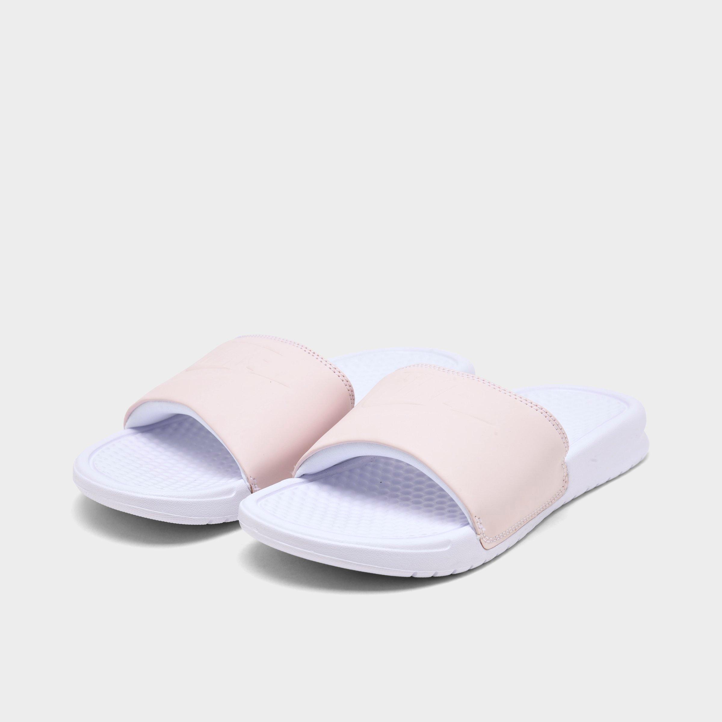 nike benassi pink and white