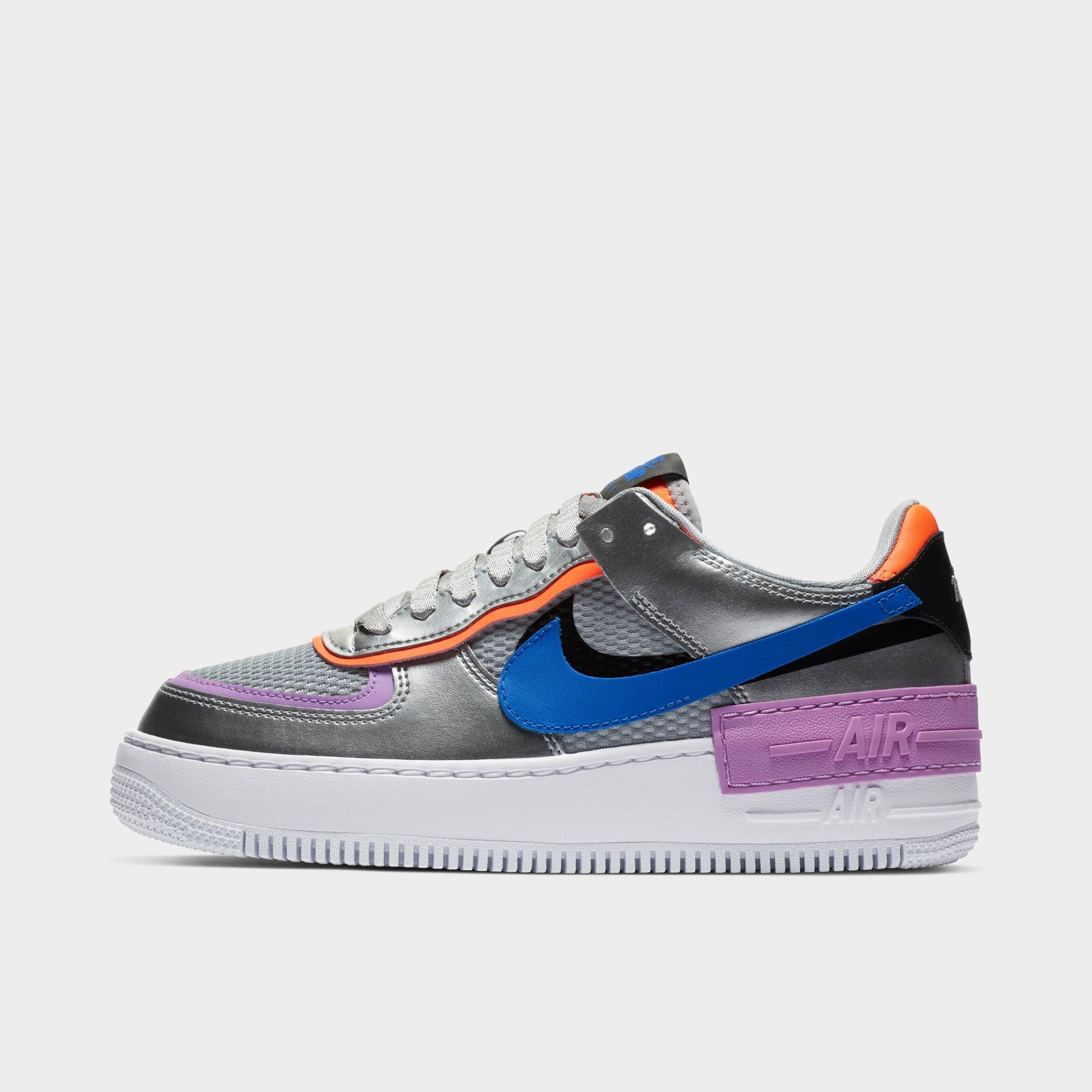 purple and silver air force ones
