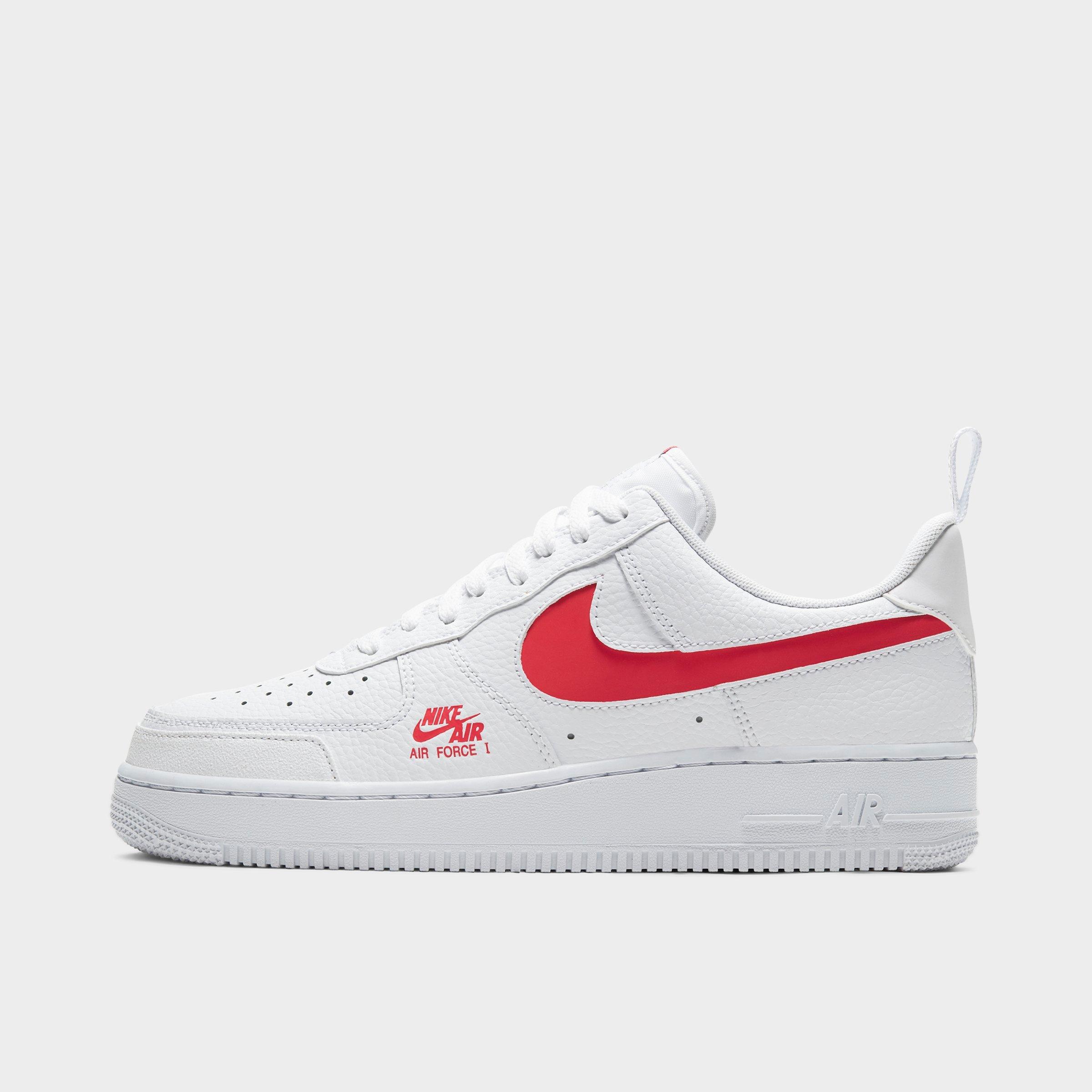 men's white and red air force 1