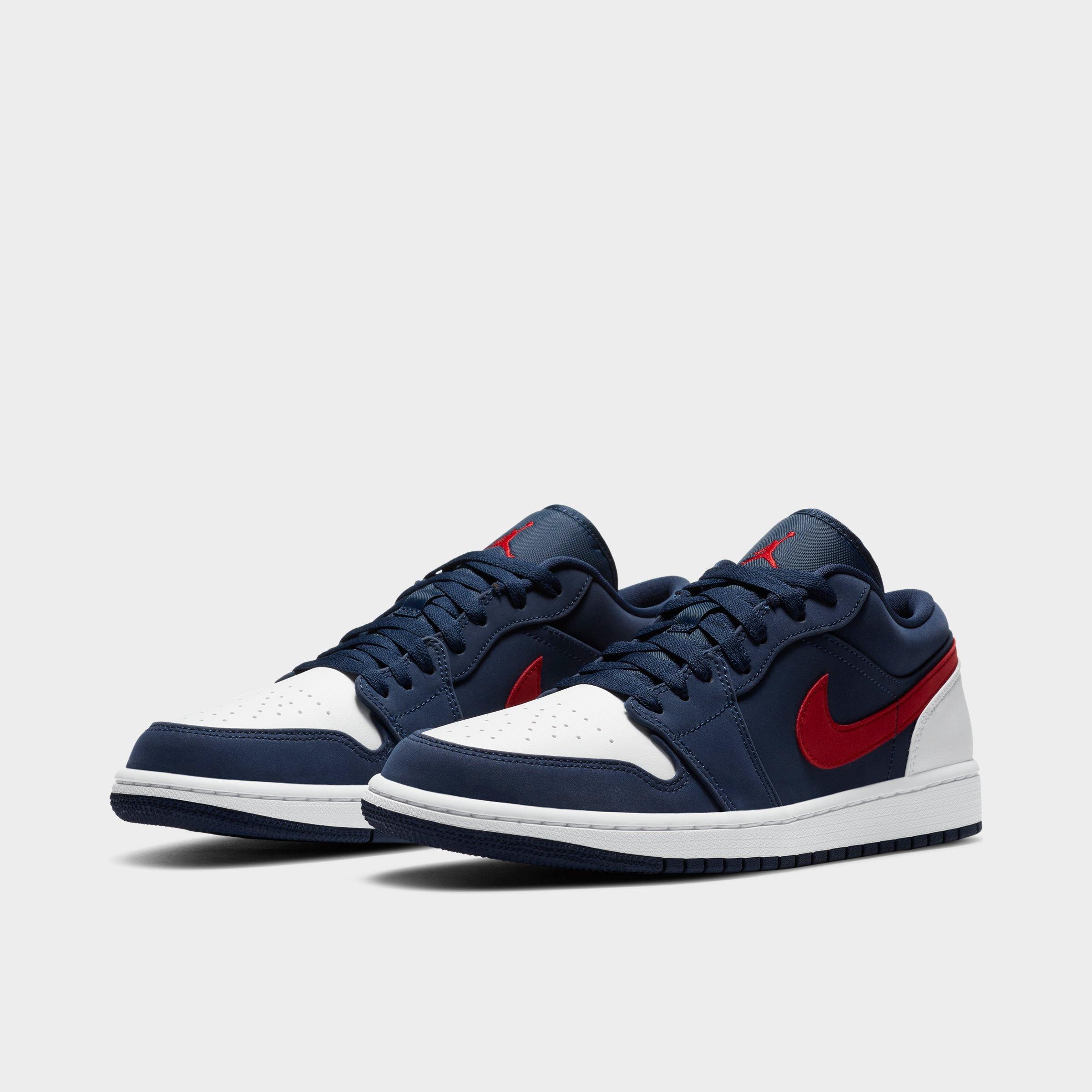 red and blue jordan retro 1