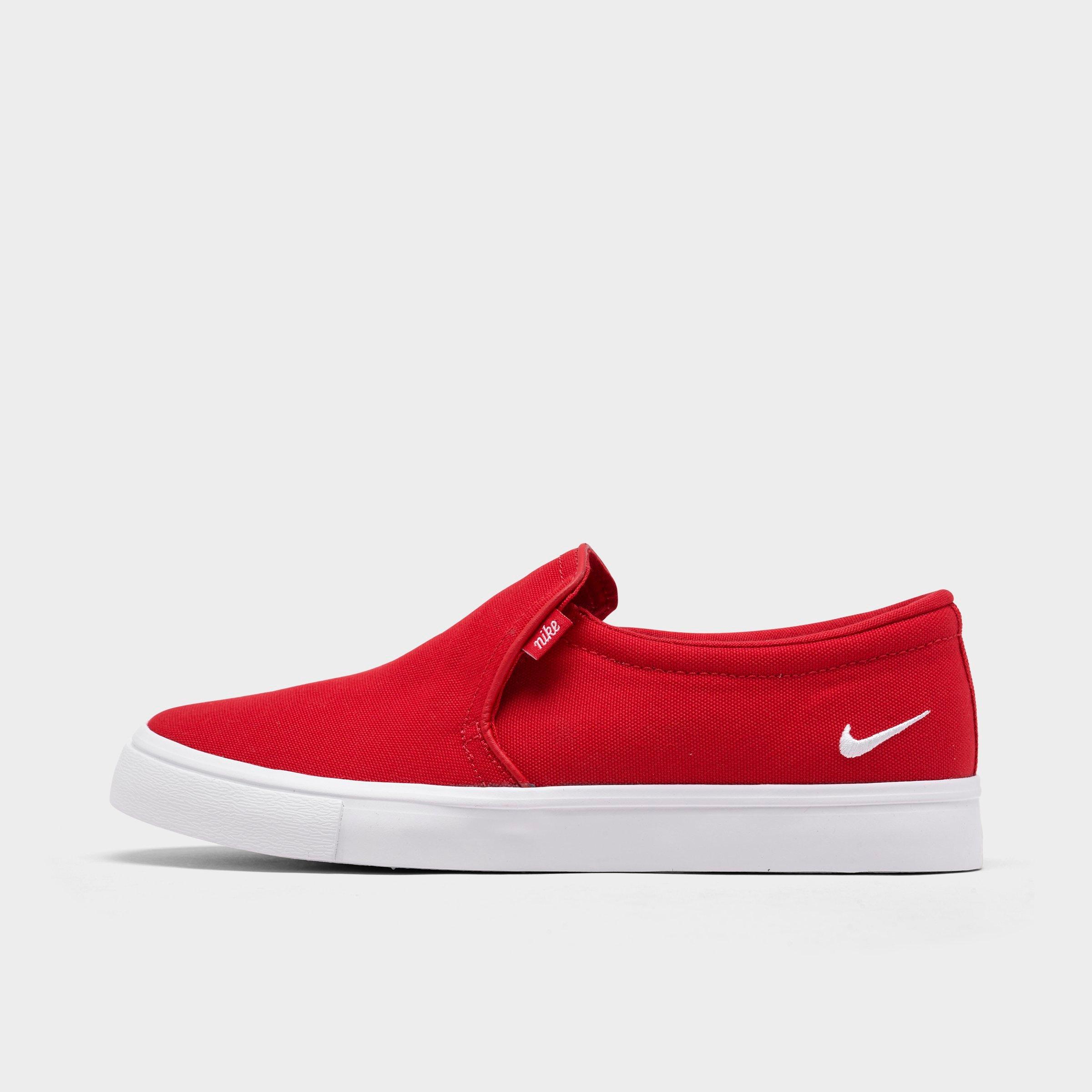 red nike slip ons