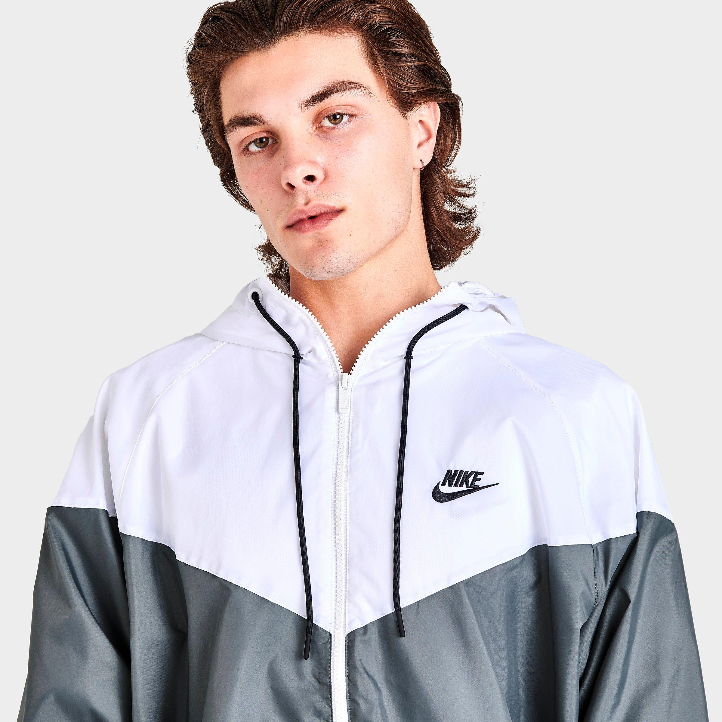 nike jacket white grey and black