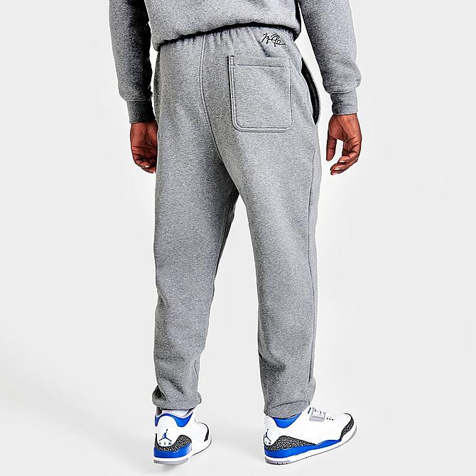 Back Right view of Men's Jordan Essentials Fleece Pants in Carbon Heather Click to zoom