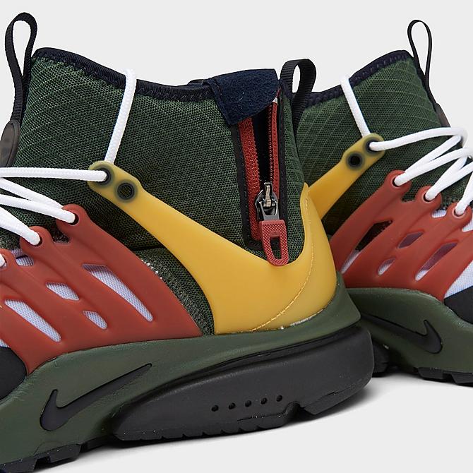 Front view of Men's Nike Air Presto Mid Utility Casual Shoes in Carbon Green/Black/Ghost/Pollen/Redstone Click to zoom