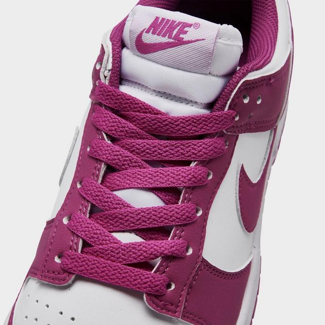 Front view of Women's Nike Dunk Low Next Nature Casual Shoes in White/Hot Fuchsia Click to zoom