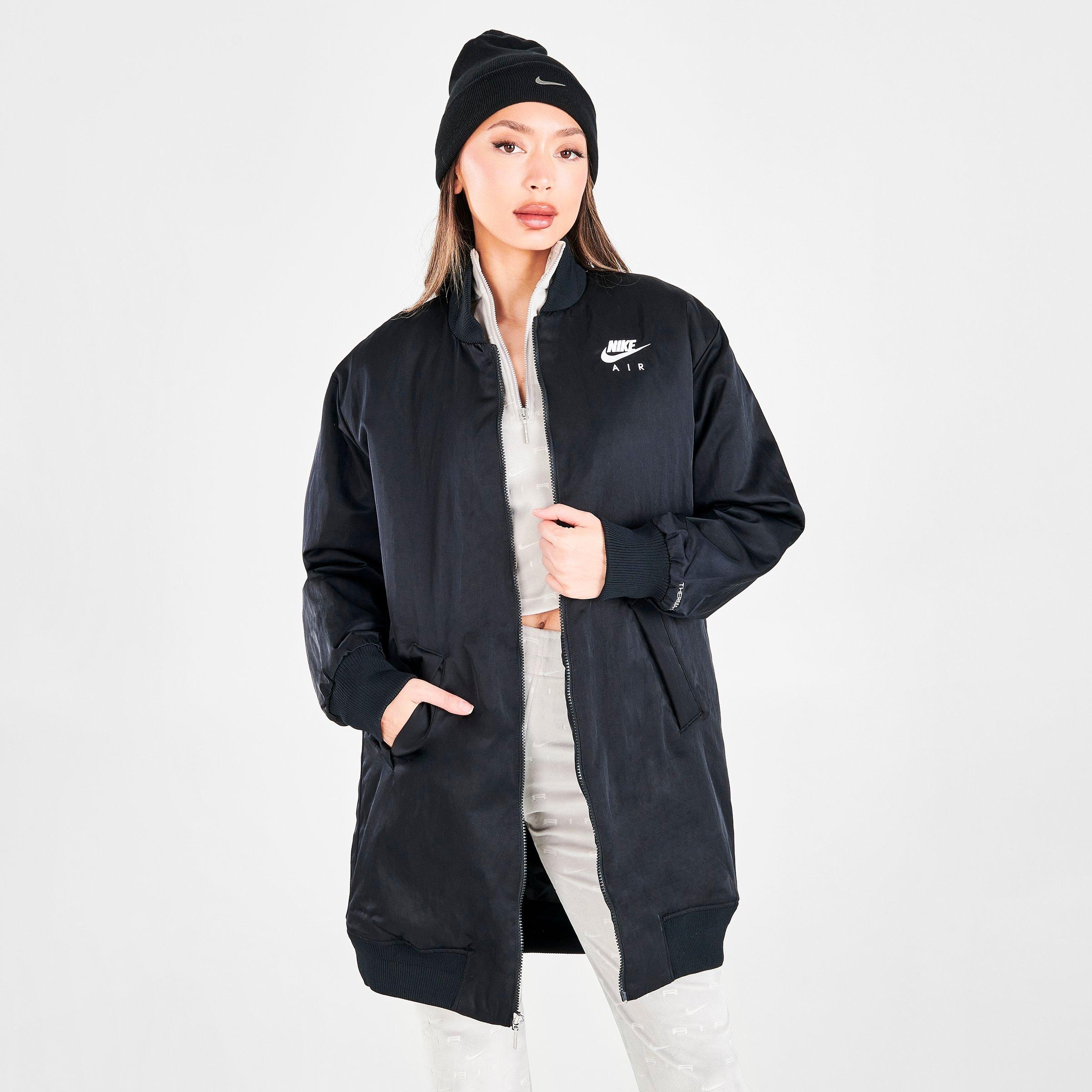 nike bomber jacket womens black and grey