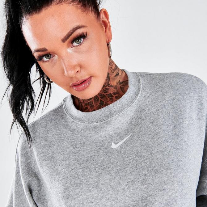 Nike Women's Sportswear Collection Essentials Crew Fleece Crop Sweatshirt,  Oversized