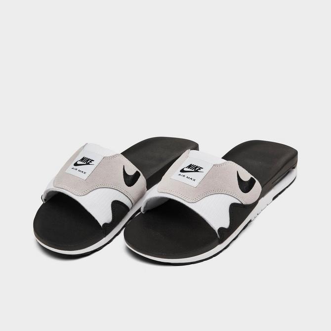 White and clearance grey nike slides