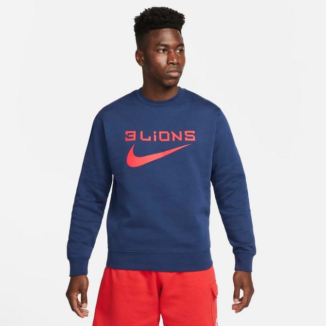 Men s Nike England 3 Lions Club Fleece Crewneck Sweatshirt JD Sports