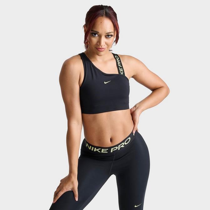 Nike Training Dri-FIT Pro Swoosh asymmetric medium-support non-padded  sports bra in black