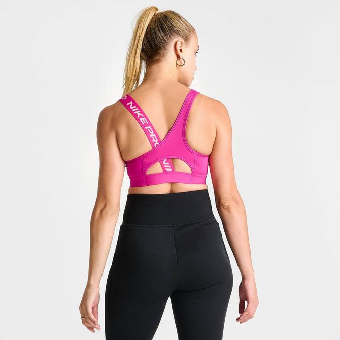 Nike Women's Pro Swoosh Medium-Support Asymmetrical Sports Bra in Black -  ShopStyle