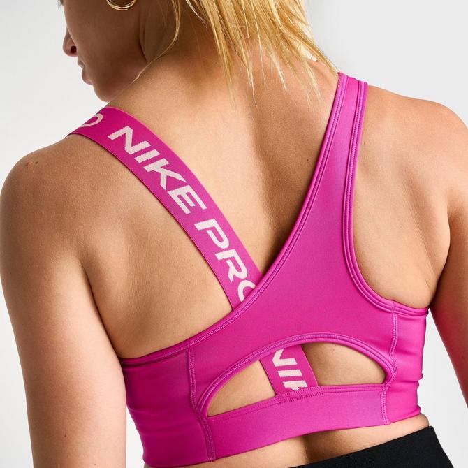Nike Pro Womens Dri-FIT Swoosh Medium Support Asymmetrical Sports Bra Blue  XS