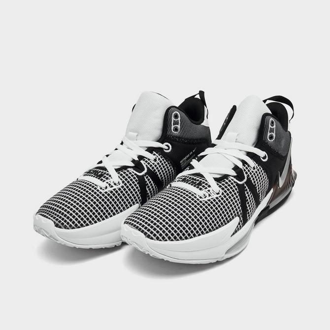 Lebron black and white basketball sale shoes