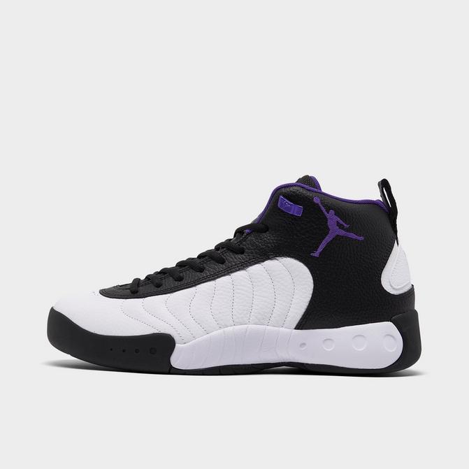 Black white shop purple jordans