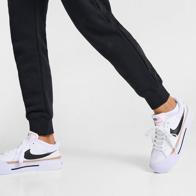 NIKE Women Sportswear Fleece Mid-Rise Joggers Blk White DQ5191 010 - Med New