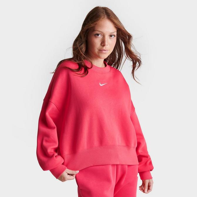 Nike Womens Sportswear Femme Logo Fleece Sweatshirt,Archaeo Pink/Regal  Pink/White,Medium