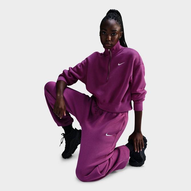 Women s Nike Sportswear Phoenix Fleece Oversized Half Zip Crop Sweatshirt JD Sports