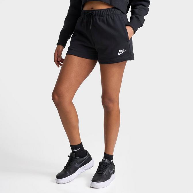 Nike Womens Club Fleece MID-Rise Shorts (White/Black, DQ5802-100