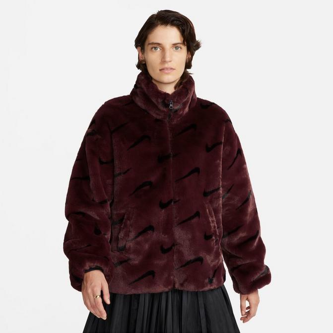 womens nike sportswear plush fur all over print jacket