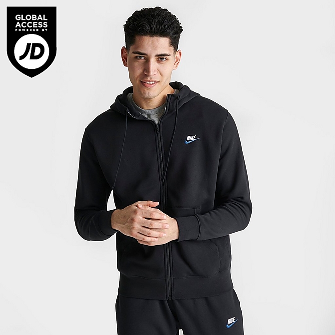 Shop Nike NSW Club Fleece Full-Zip Hoodie BV2645-010 black