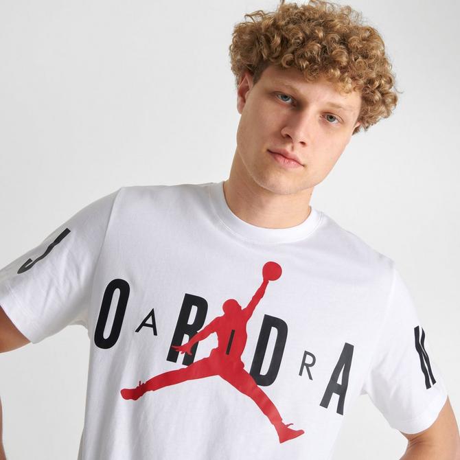 Red black and white store jordan shirt