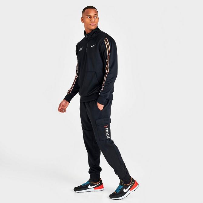 nike repeat logo taping cargo joggers in black