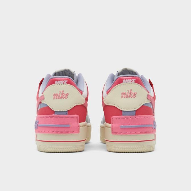 NIKE AIR FORCE 1 PINK BLUE DOUBLE SWOOSH, Women's Fashion