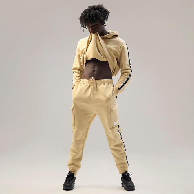 nike repeat logo taping cargo joggers in black
