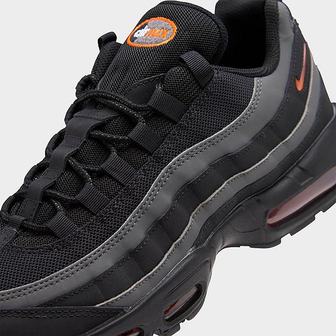 Front view of Men's Nike Air Max 95 Casual Shoes in Black/Safety Orange/Iron Grey/White Click to zoom