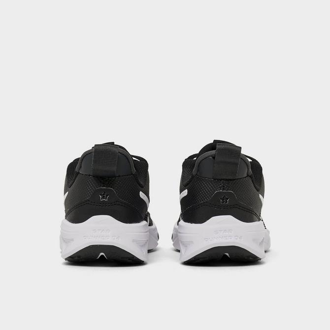 Left view of Little Kids' Nike Star Runner 4 Running Shoes in Black/Anthracite/White Click to zoom