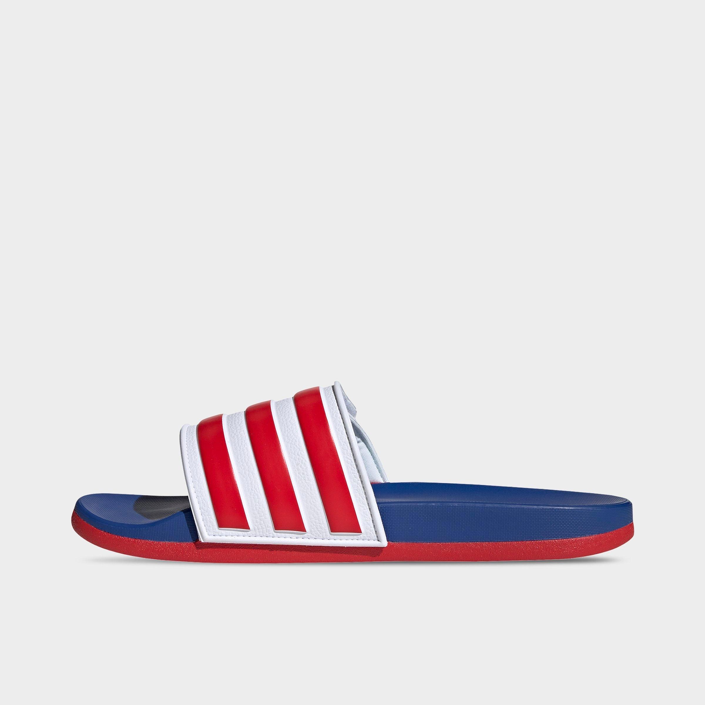 red and white adidas flip flops