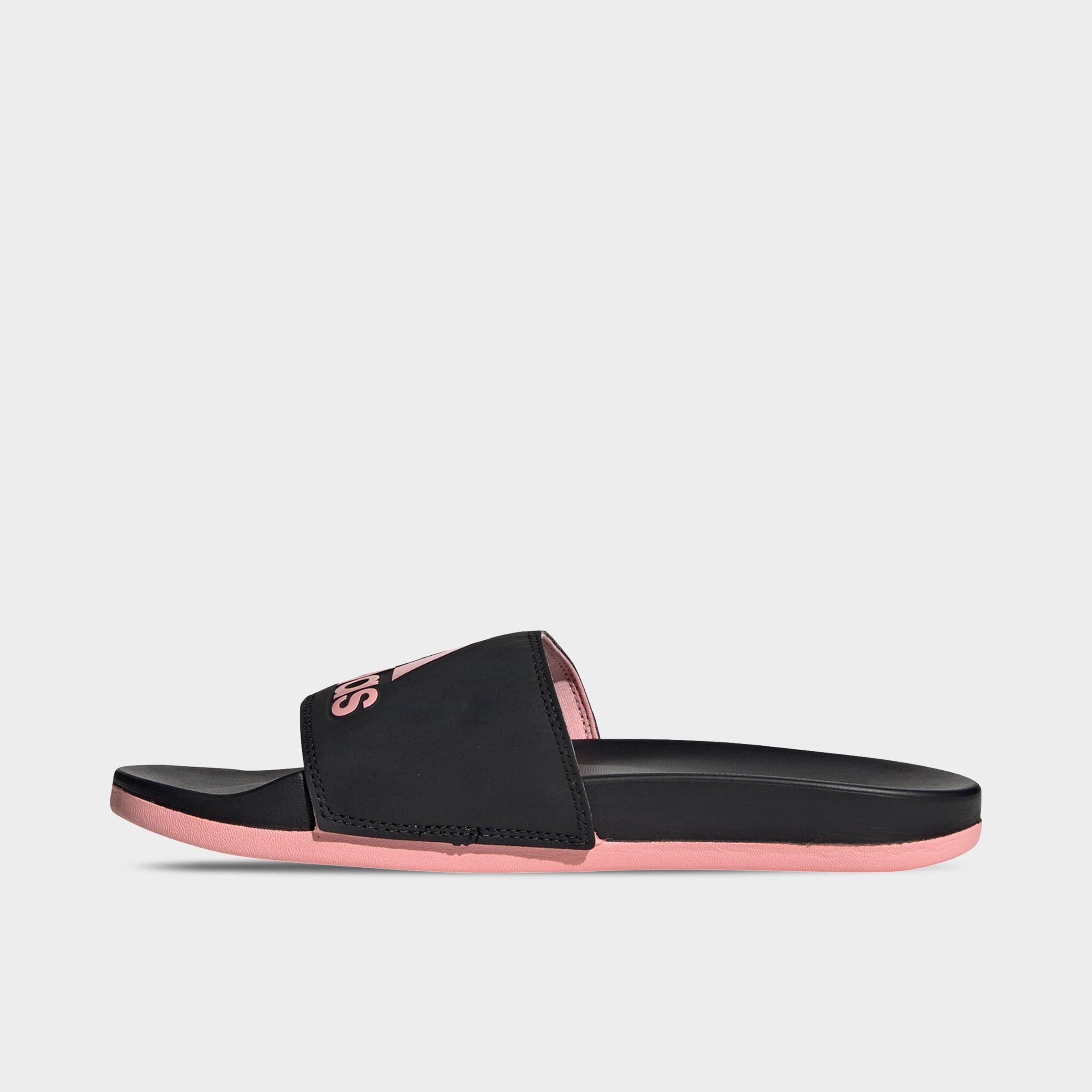 pink and black adidas slides