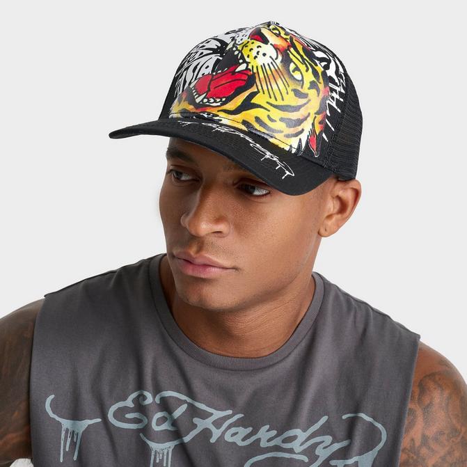 Ed Hardy Tiger Head Trucker Hat JD Sports