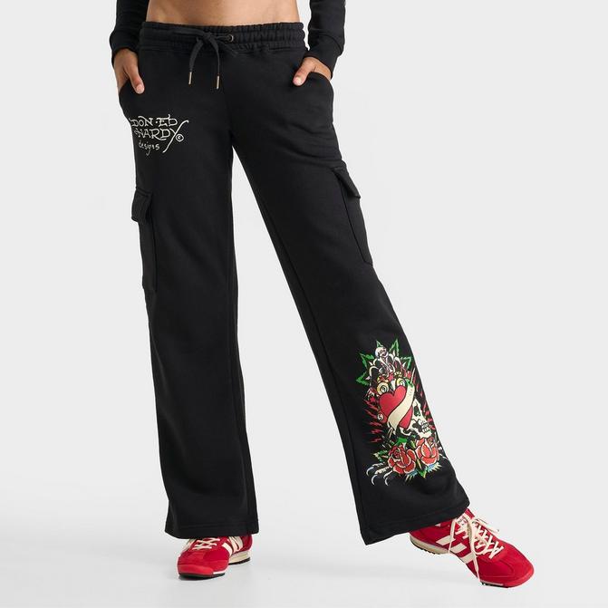 Women s Ed Hardy Rose Skull Fleece Cargo Pants JD Sports