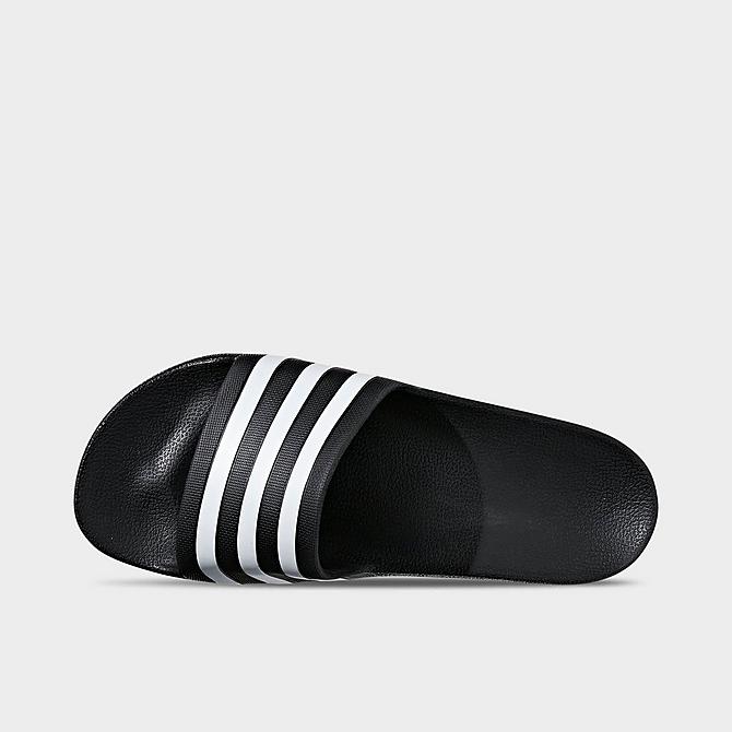 Back view of Women's adidas Originals Adilette Aqua Slide Sandals in Black/White Click to zoom