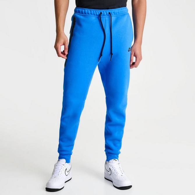 Nike Track pants Men's Large Blue White 1/2 Fleece Lined ankle Zip Wide Leg