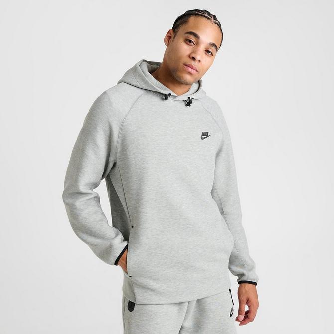 Nike Women's Sportswear Essentials Fleece Pull Over Hoodie (Dk Grey  Heather/White, Size L)