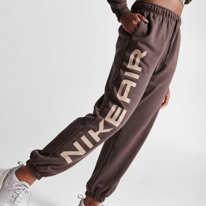 Nike Air Fleece wide leg sweatpants in brown