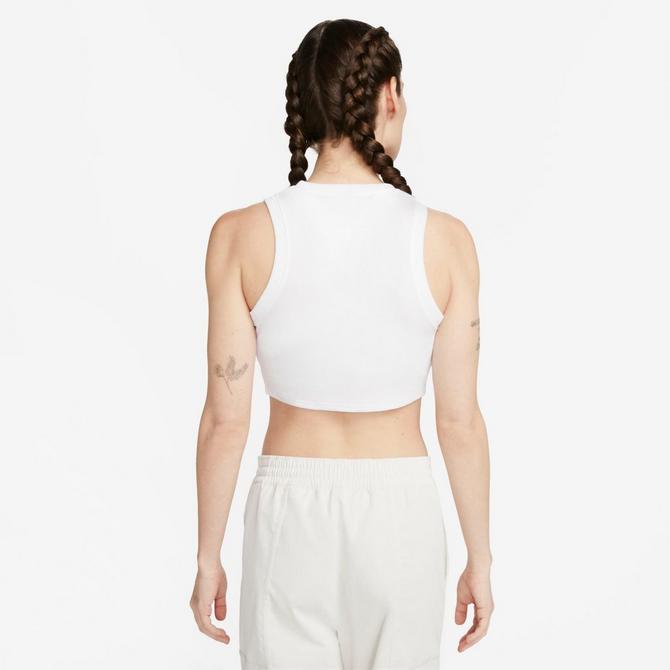 Cropped cami vest top in ribbed cotton, pink, Nike