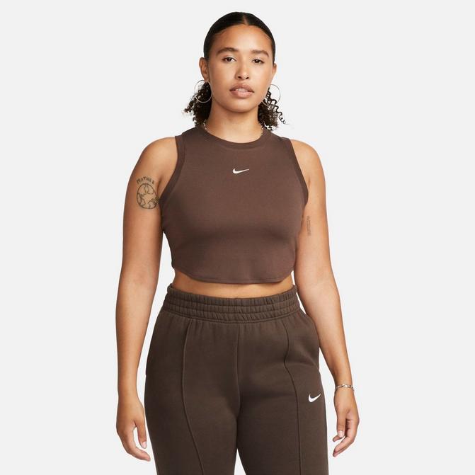 NIKE Womens Brown Moisture Wicking Pocketed Fitted Cropped