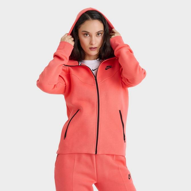 [angle] view of Women's Nike Sportswear Tech Fleece Windrunner Full-Zip Hoodie in Magic Ember/Black Click to zoom