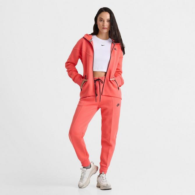 [angle] view of Women's Nike Sportswear Tech Fleece Windrunner Full-Zip Hoodie in Magic Ember/Black Click to zoom