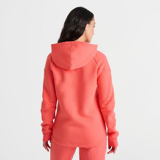 [angle] view of Women's Nike Sportswear Tech Fleece Windrunner Full-Zip Hoodie in Magic Ember/Black Click to zoom