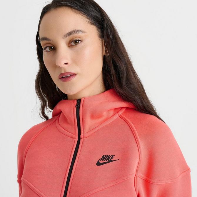 [angle] view of Women's Nike Sportswear Tech Fleece Windrunner Full-Zip Hoodie in Magic Ember/Black Click to zoom