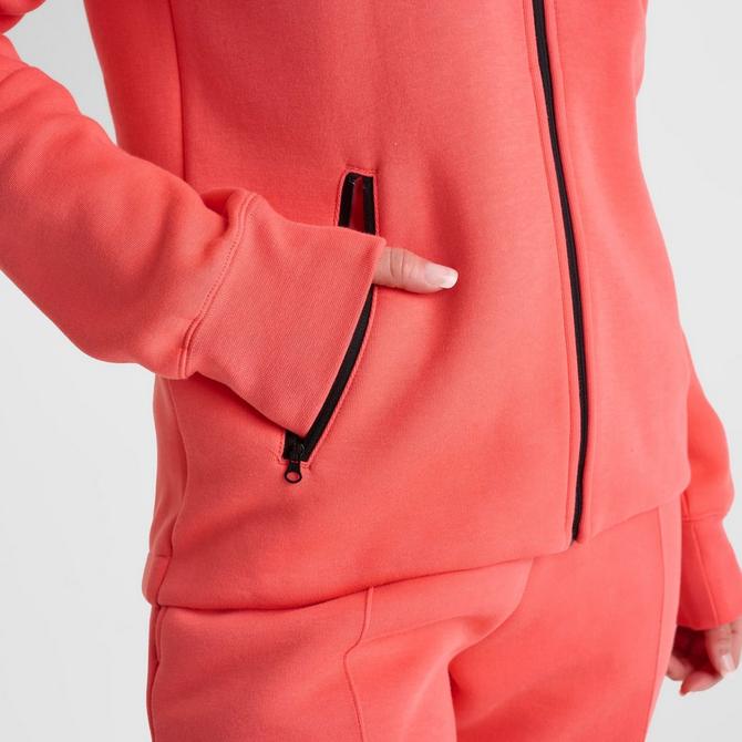 [angle] view of Women's Nike Sportswear Tech Fleece Windrunner Full-Zip Hoodie in Magic Ember/Black Click to zoom