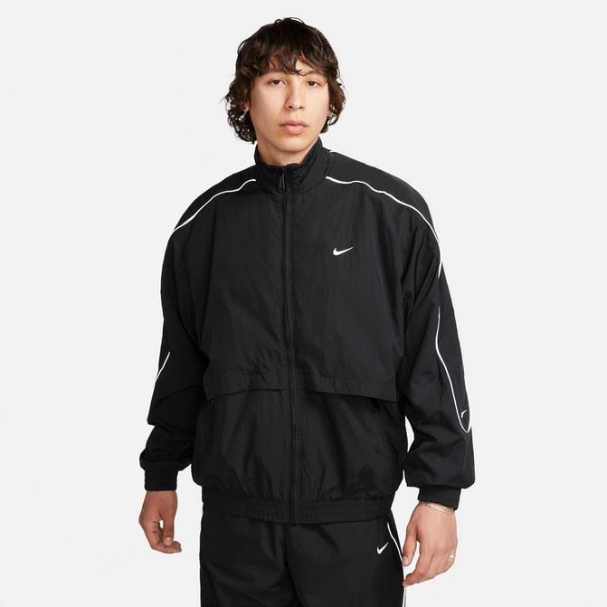 Black nike jacket with white stripe online