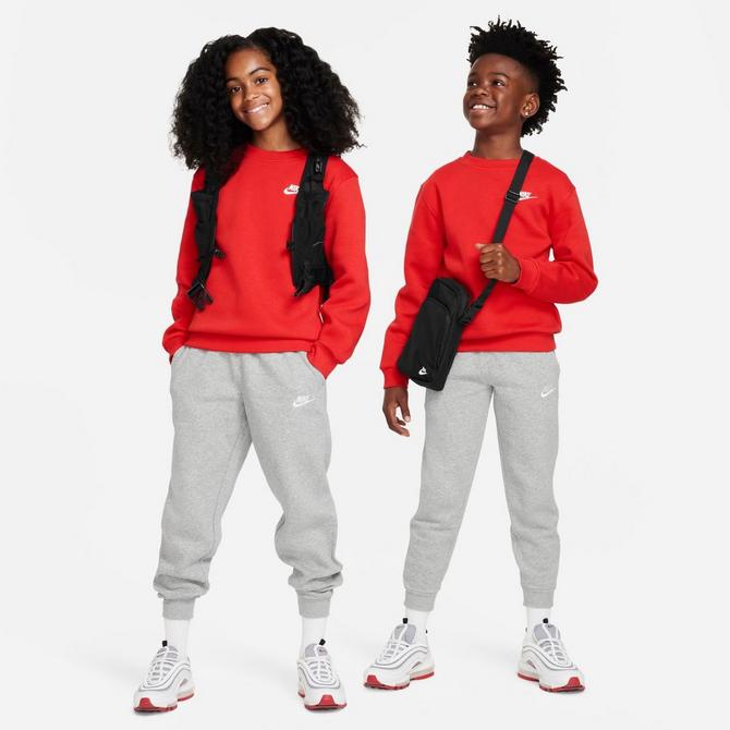 [angle] view of Kids' Nike Sportswear Club Fleece Sweatshirt in University Red/White Click to zoom