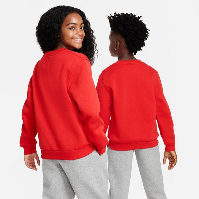 [angle] view of Kids' Nike Sportswear Club Fleece Sweatshirt in University Red/White Click to zoom