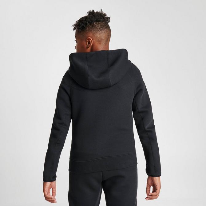 Nike Boys NSW Tech Fleece Full-Zip Hoodie - White/Black/Dark Grey Heather Size M