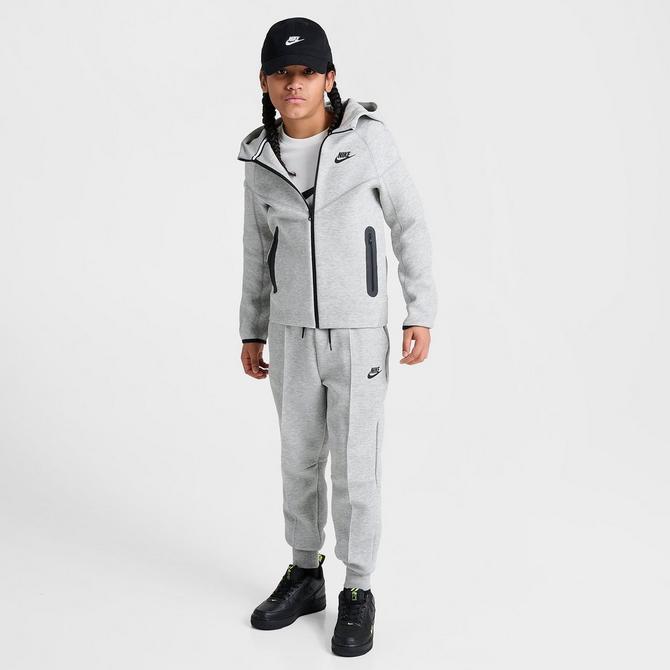 Nike Sportswear Tech Fleece Full Zip Hoodie & Joggers Set Black/Dark Grey  Heather/White